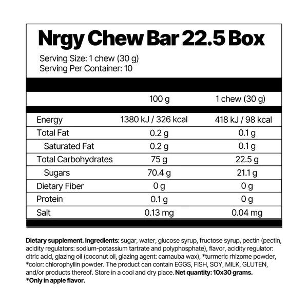 Nrgy Chew Bar 22.5 Box (10x)