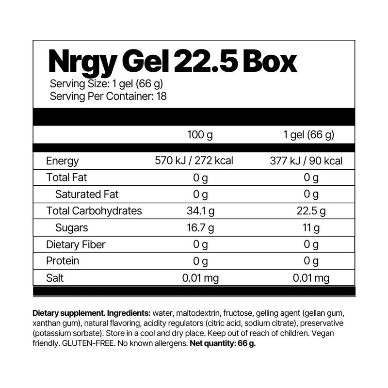 Nrgy Gel 22.5 Box (18x)