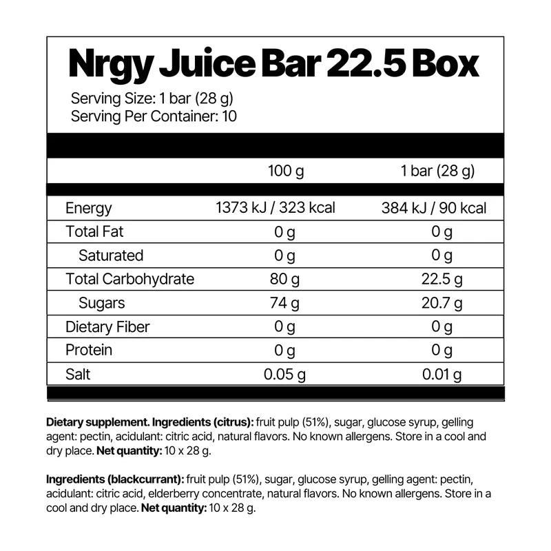 Nrgy Juice Bar 22.5 Box (10x)