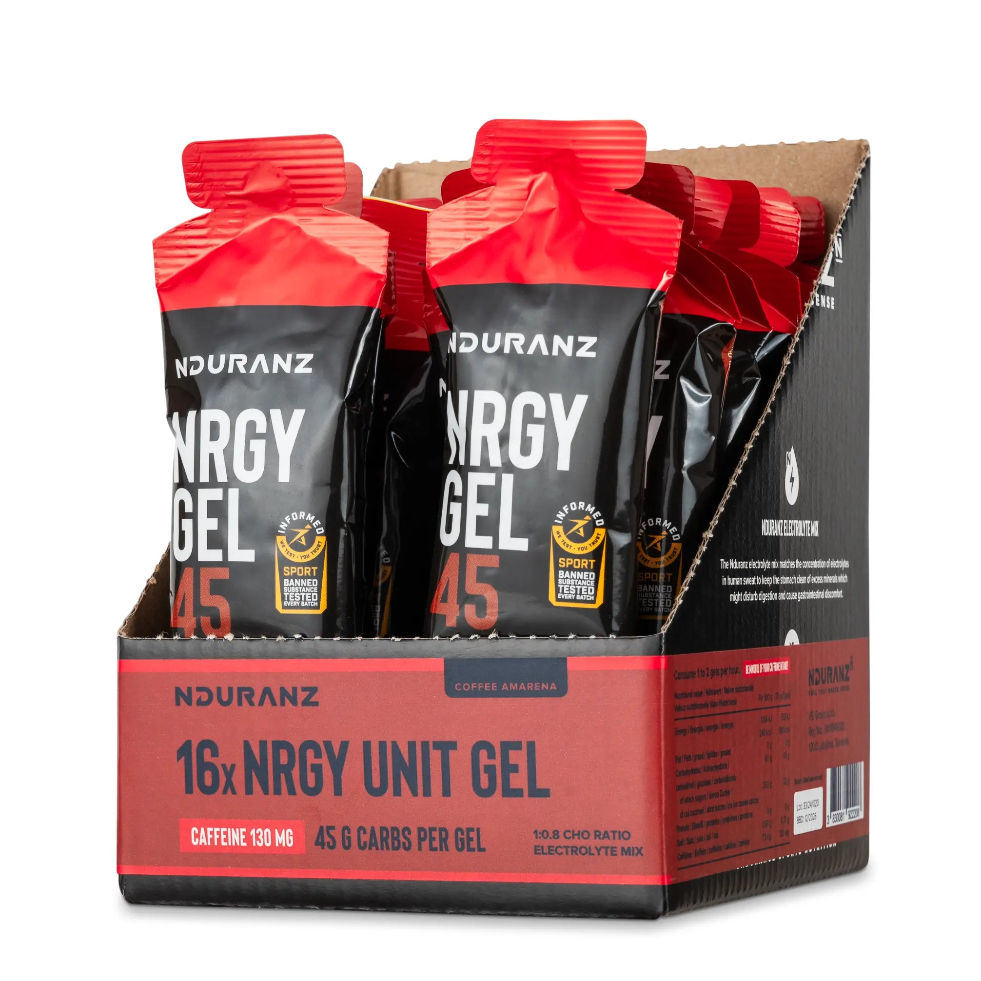 Nrgy Gel 45 with Caffeine Box (16x)